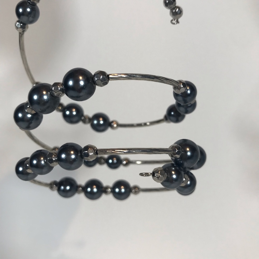 Simulated Gray Pearls Stackable Wrap Bracelets Fo… - image 3